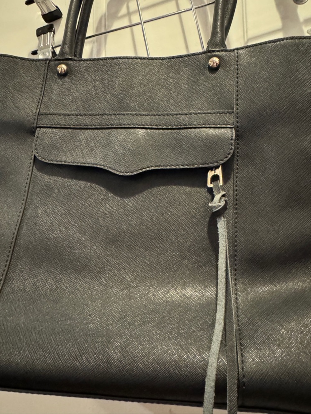 Rebecca Minkoff Saffiano Leather Large MAB Tote Shoulder Bag Black $295.00 - Picture 7 of 16
